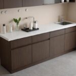 [홍콩 무료 배송] 싱크대 워크벤치 통합 캐비닛 주방 티룸 홈 암반 절단이 있는 맞춤형 물 바 - 이미지 2