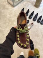 소가죽 버전 ~ 파리 레트로 스퀘어 헤드 로퍼 여성용 못생긴 귀여운 두두 슈즈 2025년 신상 영국 스타일 소형 가죽 슈즈 - 이미지 3