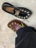 소가죽 버전 ~ 파리 레트로 스퀘어 헤드 로퍼 여성용 못생긴 귀여운 두두 슈즈 2025년 신상 영국 스타일 소형 가죽 슈즈 - 이미지 5