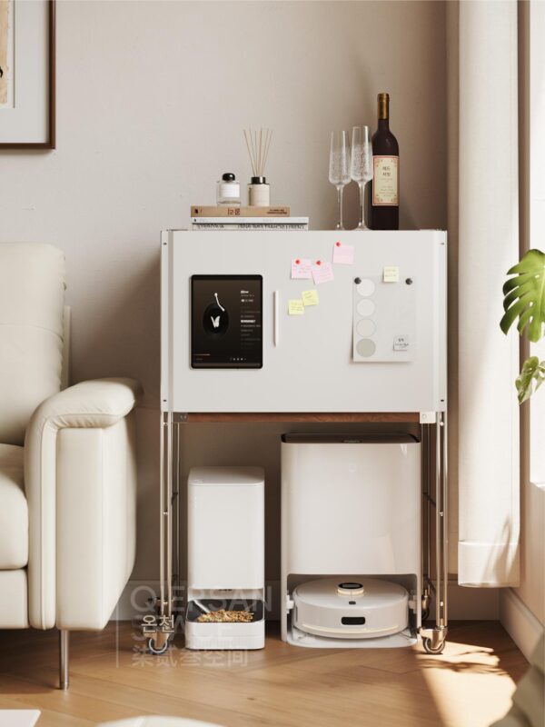 선반 위 청소 로봇 Yunjing 고양이 모래 트레이 사이드 테이블 소파 TV 수납 거실 스테인리스 스틸