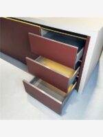 고급 맞춤형 록 슬래브 고급 센터 아일랜드 다이닝 테이블 통합 산호 레드 플러시 다기능 풀 아일랜드 레스토랑 바 - 이미지 2