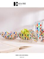 EKU PRO·컬러풀·크리에이티브 대조 컬러 유리 과일 접시 사탕 항아리 접시 유리 컵 | 화려함