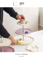 EKU PRO·Lotus Leaf·Light Luxury Fruit Plate 홈 데코레이션 스낵 플레이트 다층 과일 디저트 플레이트 | Lotus