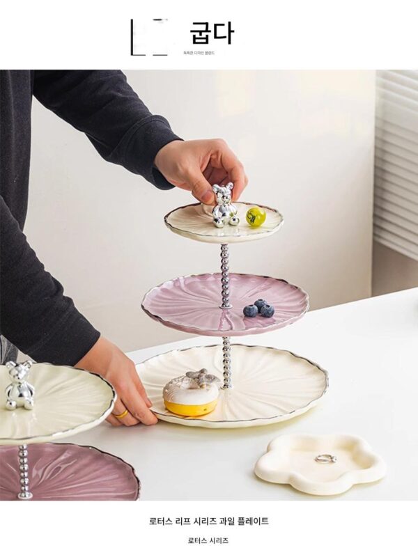 EKU PRO·Lotus Leaf·Light Luxury Fruit Plate 홈 데코레이션 스낵 플레이트 다층 과일 디저트 플레이트 | Lotus