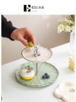 EKU PRO·Lotus Leaf·Light Luxury Fruit Plate 홈 데코레이션 스낵 플레이트 다층 과일 디저트 플레이트 | Lotus - 이미지 3