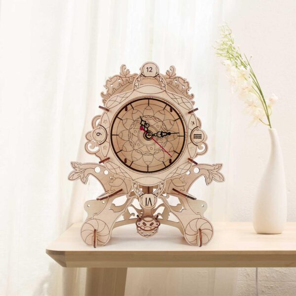 창의적인 핸드메이드 3D 퍼즐 나무 조각 벽시계 시계 조립 모델 테이블 시계 선물 장식품
