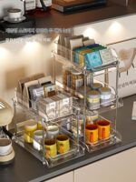 커피 코너 티백 랙 풀아웃 오피스 티룸 바 레이아웃 컵 스낵 데스크탑 수납함 - 이미지 2