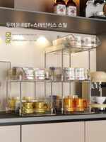 커피 코너 티백 랙 풀아웃 오피스 티룸 바 레이아웃 컵 스낵 데스크탑 수납함 - 이미지 4