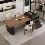 모던 심플 솔리드 우드 아일랜드 다이닝 테이블 통합 수납 직사각형 다기능 가이드 테이블 록 보드 홈 소형 아파트 - 이미지 2