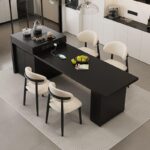 모던 심플 솔리드 우드 아일랜드 다이닝 테이블 통합 수납 직사각형 다기능 가이드 테이블 록 보드 홈 소형 아파트 - 이미지 4