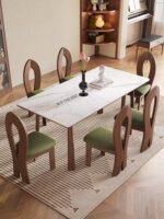 Delifeng 록보드 견고한 나무 식탁 프랑스 미국 2025년 신형 중세 풍동 돌 직사각형 가족 소형 아파트 - 이미지 5