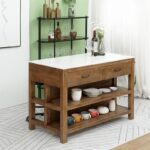 주방 섬 분리형 조리대 맞춤형 이동식 오픈 홈 보관 작업 Y 테이블 견고한 목재 식사 측면 - 이미지 3