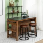 주방 섬 분리형 조리대 맞춤형 이동식 오픈 홈 보관 작업 Y 테이블 견고한 목재 식사 측면 - 이미지 4