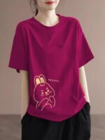 해외무역 브랜드 수출 100% 면 라운드넥 반팔 캐주얼 티셔츠 여성 여름복 배 가리는 기질 바텀 셔츠 상의