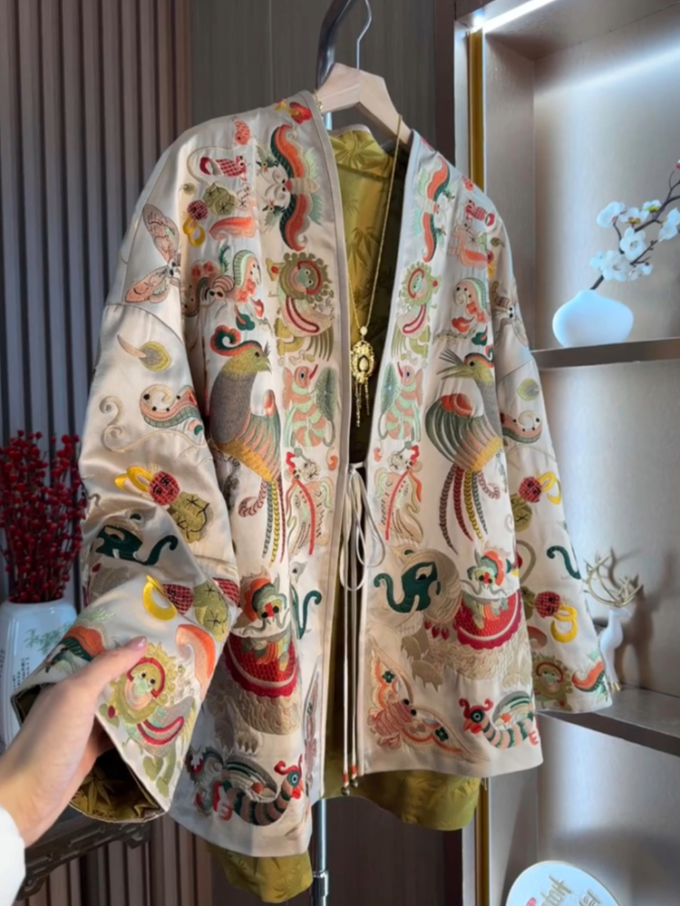 main_892744204699_0-1 새로운 중국 스타일 가벼운 고급 고급 탑 라이트 국가 스타일 무거운 자수 단추 재킷 여성 2025 새로운 가을 - 이미지 1