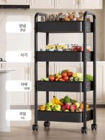 조미료 과일 및 야채 바구니용 주방 트롤리 랙 다층 수납 랙 바닥 이동식 수납 랙 - 이미지 2