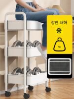조미료 과일 및 야채 바구니용 주방 트롤리 랙 다층 수납 랙 바닥 이동식 수납 랙 - 이미지 4