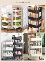 조미료 과일 및 야채 바구니용 주방 트롤리 랙 다층 수납 랙 바닥 이동식 수납 랙 - 이미지 5