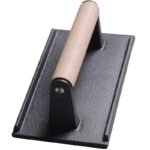 긴 철판 압착 코팅 무판 고기 정사각형 층 체크 무늬 주철판 무코팅 그릴 플레이트 스테이크 프레스 플레이트 너도밤나무 손잡이 - 이미지 5