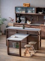 [얀스타일 룸] 꽃 클러스터 아일랜드 테이블과 회전식 식탁이 통합된 견고한 원목 앤틱 스타일 소형 아파트 홈을 맞춤 제작할 수 있습니다 - 이미지 3