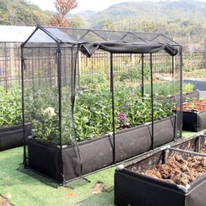 오이와 녹색 야채를 위한 방충망과 햇빛 차단망이 있는 새로운 정원 심기 상자, 부직포 심기 상자