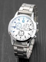 2025년 신상품 패션 시계 남성용 스틸 밴드 쿼츠 시계 비즈니스 캐주얼 방수 발광 3개 눈 6개 바늘 - 이미지 2