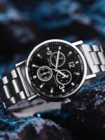 2025년 신상품 패션 시계 남성용 스틸 밴드 쿼츠 시계 비즈니스 캐주얼 방수 발광 3개 눈 6개 바늘 - 이미지 3