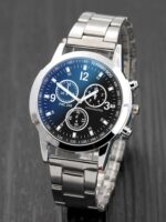 2025년 신상품 패션 시계 남성용 스틸 밴드 쿼츠 시계 비즈니스 캐주얼 방수 발광 3개 눈 6개 바늘 - 이미지 5