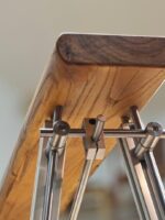 알루미늄 프로파일 광축 크리에이티브 디자인 오션보드 롱벤치 블랙 홈 다이닝 테이블 벤치 월넛 컬러 통나무 스툴 - 이미지 4