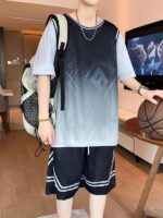 12~15세 남아용 반팔 티셔츠와 반바지 여름용 십대 학생용 아이스실크 대형 아동용 스포츠 농구복 - 이미지 4