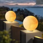 태양열 기둥 램프 달 램프 야외 안뜰 게이트 기둥 램프 구형 정원 구형 벽등 달 램프