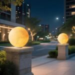 태양열 기둥 램프 달 램프 야외 안뜰 게이트 기둥 램프 구형 정원 구형 벽등 달 램프 - 이미지 3