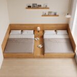 원목 어린이 침대 2인 가족 침대 부모-자녀 침대 다다미 4인 가족 접합 낮은 침대 확장 플랫폼 사용자 정의