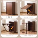 접이식 책상과 책장이 통합된 가정용 소형 아파트 다기능 컴퓨터 테이블 작업대 간단한 테이블 매트 - 이미지 3