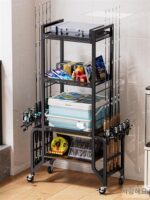 낚싯대 거치대 홈 이동형 카트 낚시용품 보관대 도구함 낚시상자 낚시의자 낚싯대 진열대 - 이미지 2