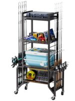 낚싯대 거치대 홈 이동형 카트 낚시용품 보관대 도구함 낚시상자 낚시의자 낚싯대 진열대 - 이미지 5