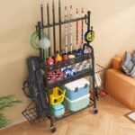 낚싯대 보관대 바닥 이동형 카트 보관 낚시 상자 낚시 의자 낚시 우산 다기능 디스플레이 랙 낚시 장비