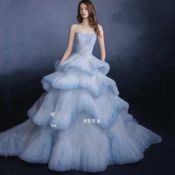 2025년 새 파란색 웨딩드레스 성인 드레스 신부 약혼 축배 드레스 생일 연례 파티 호스트 미술 시험 유명인