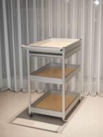 산업 스타일 자작나무 바다 보드 알루미늄 프로파일 이동식 트롤리 심플한 디자이너 커피 카트 소파 사이드 테이블 - 이미지 3