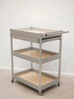 산업 스타일 자작나무 바다 보드 알루미늄 프로파일 이동식 트롤리 심플한 디자이너 커피 카트 소파 사이드 테이블 - 이미지 4