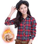 순면 플레드 따뜻한 셔츠 여성 긴팔 인치 가을 겨울 새로운 베이스 플러스 벨벳 두꺼운 슬림핏 대형 사이즈 여성 셔츠 - 이미지 4