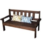 레트로 브라운 오래된 견고한 원목 소파 의자 발코니 레저 의자 등받이 의자 거실 3인용 견고한 원목 벤치 - 이미지 5