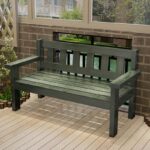 레트로 브라운 오래된 견고한 원목 벤치 발코니 레저 백 의자 거실 3인용 의자 더블 소파 소나무 의자 - 이미지 2