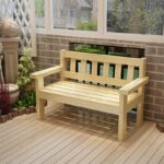 레트로 브라운 오래된 견고한 원목 벤치 발코니 레저 백 의자 거실 3인용 의자 더블 소파 소나무 의자 - 이미지 3