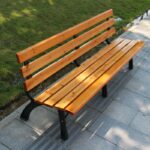 공원 의자 야외 벤치 철제 긴 의자 안뜰 레저 부식 방지 원목 등받이 정사각형 정원 로우 의자 벤치 - 이미지 2