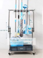 분리형 걸레걸이 스테인리스 스틸 걸레걸이 바닥 수납 선반 청소 도구 선반 - 이미지 4