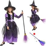 할로윈 코스프레 의상 어린이 여성 마녀 마법 마녀 롱 스커트 어린이 무대 공연 의상 마녀 의상