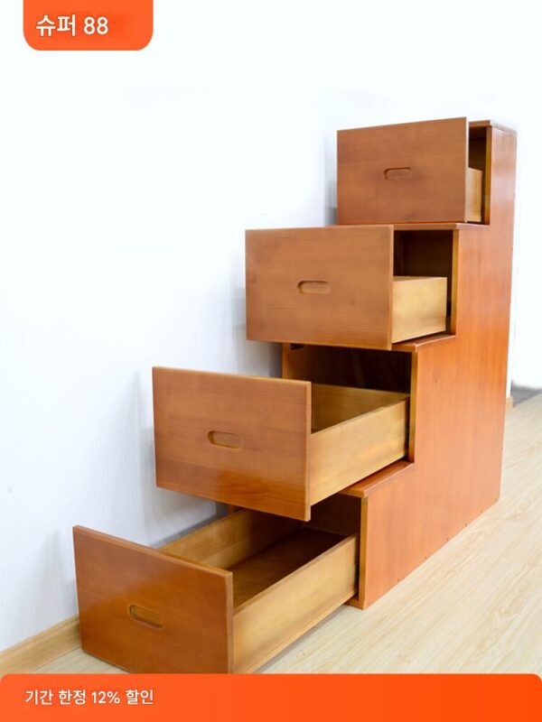 견고한 목재 가정용 이중 용도 서랍 수납장 상하단 이층 수납장 계단 나무 사다리 발코니 다락방 계단