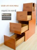 견고한 목재 가정용 이중 용도 서랍 수납장 상하단 이층 수납장 계단 나무 사다리 발코니 다락방 계단 - 이미지 2