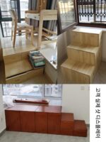 견고한 목재 가정용 이중 용도 서랍 수납장 상하단 이층 수납장 계단 나무 사다리 발코니 다락방 계단 - 이미지 5